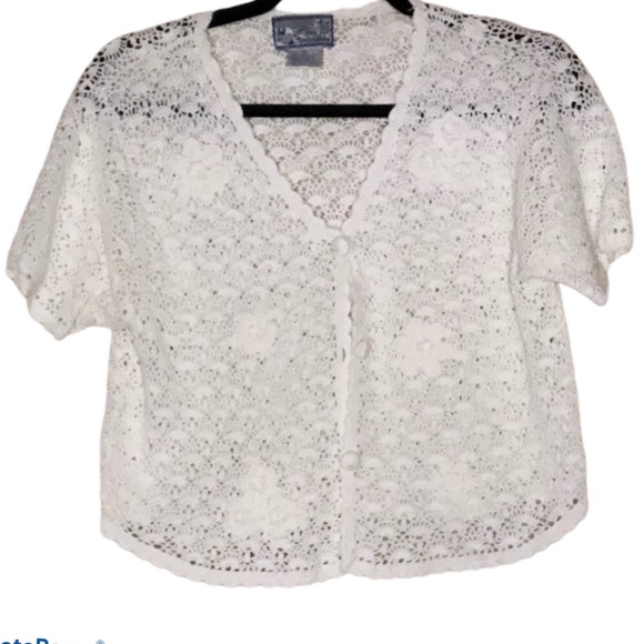 April Cornell crop crochet cardigan - Picture 2 of 4